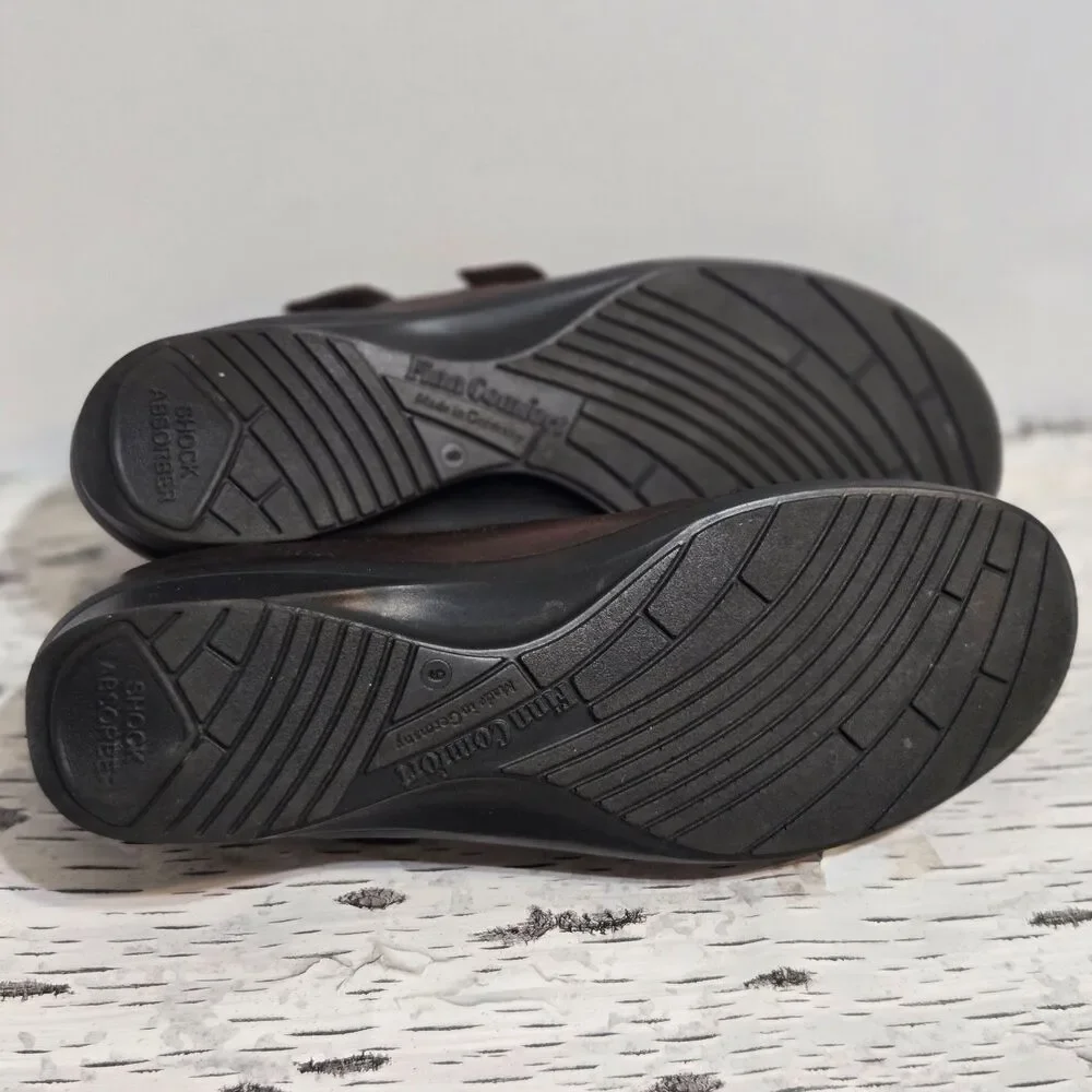 Finn Comfort Womens Brown‎ Leather Comfort Shoes Size 9D Adjustable Straps EUC
